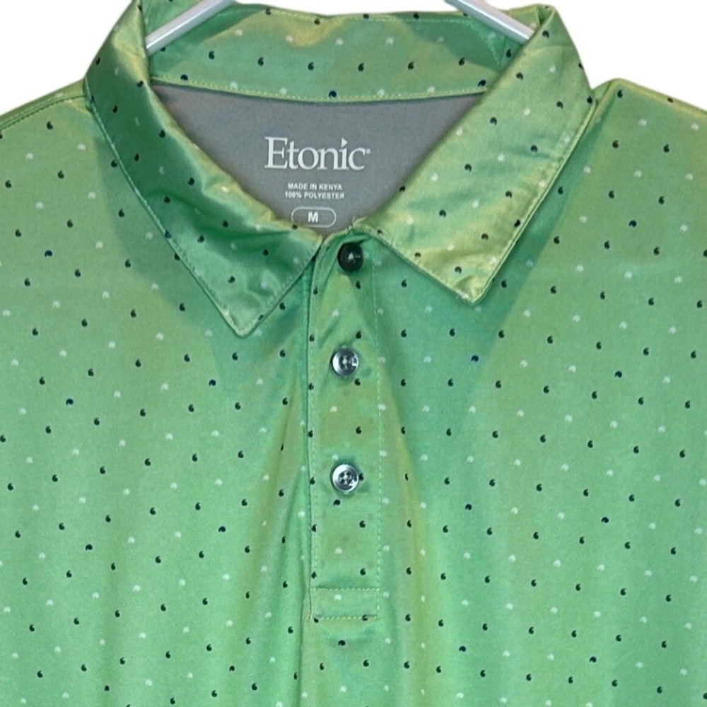 Etonic Polo Shirt Medium Men's Green Micro Dot Performance Golf Short Sleeve‎